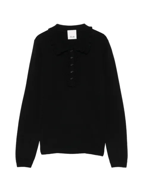 Allude ruffle-trimmed polo-collar sweater