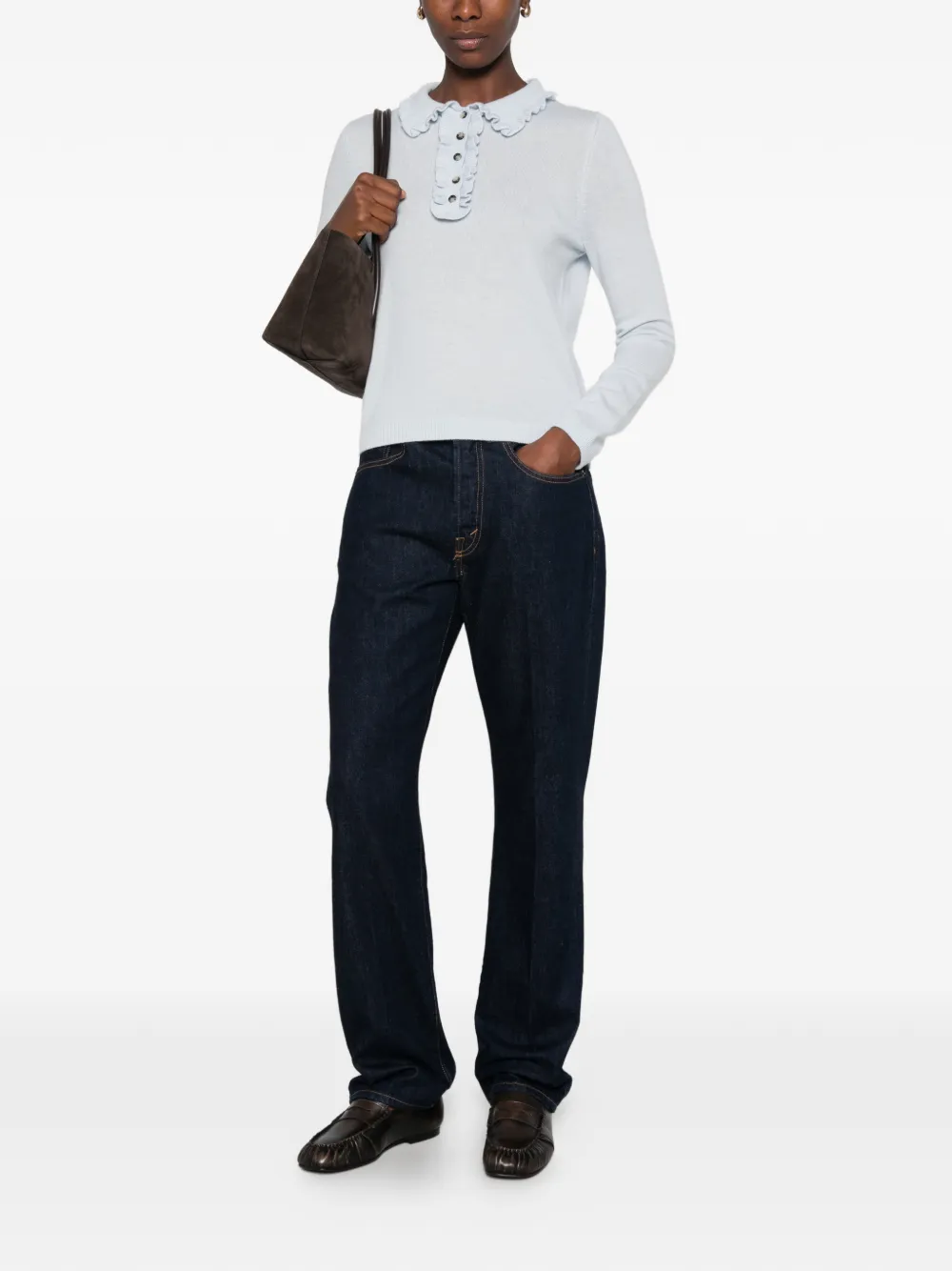 Allude Poloshirt met afwerking van ruches Blauw