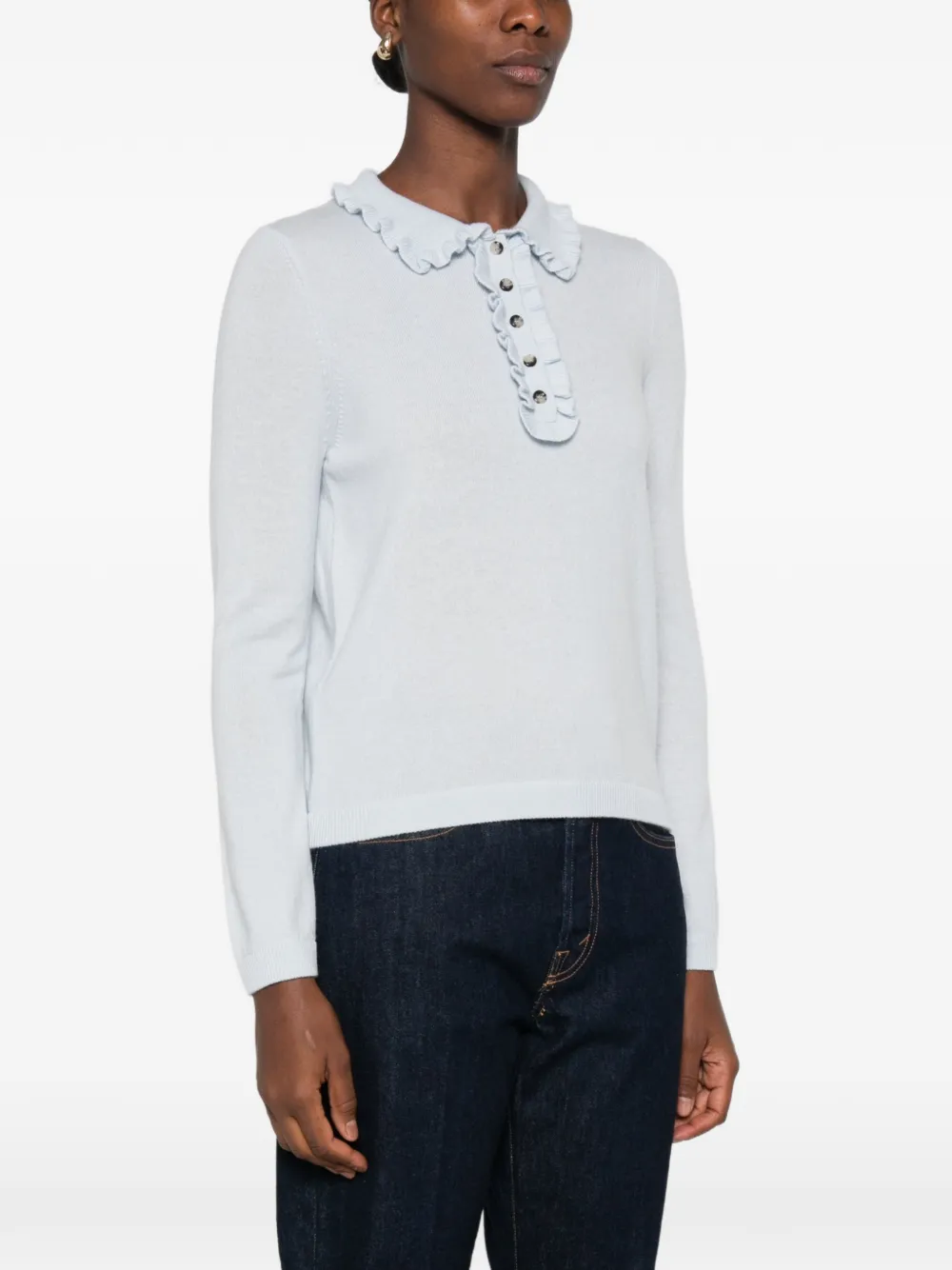 Allude Poloshirt met afwerking van ruches Blauw
