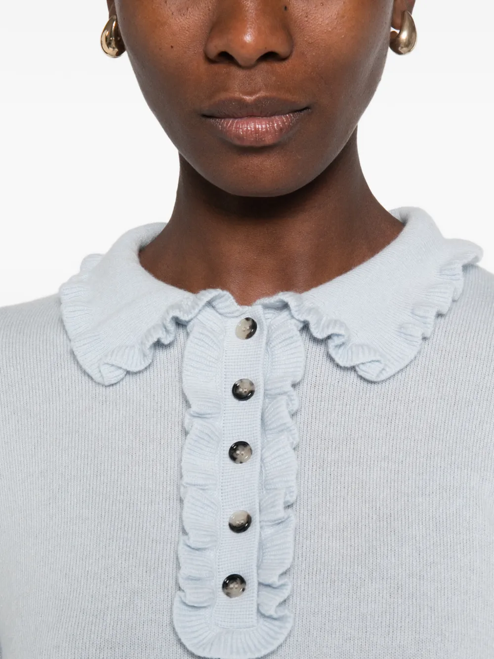 Allude Poloshirt met afwerking van ruches Blauw