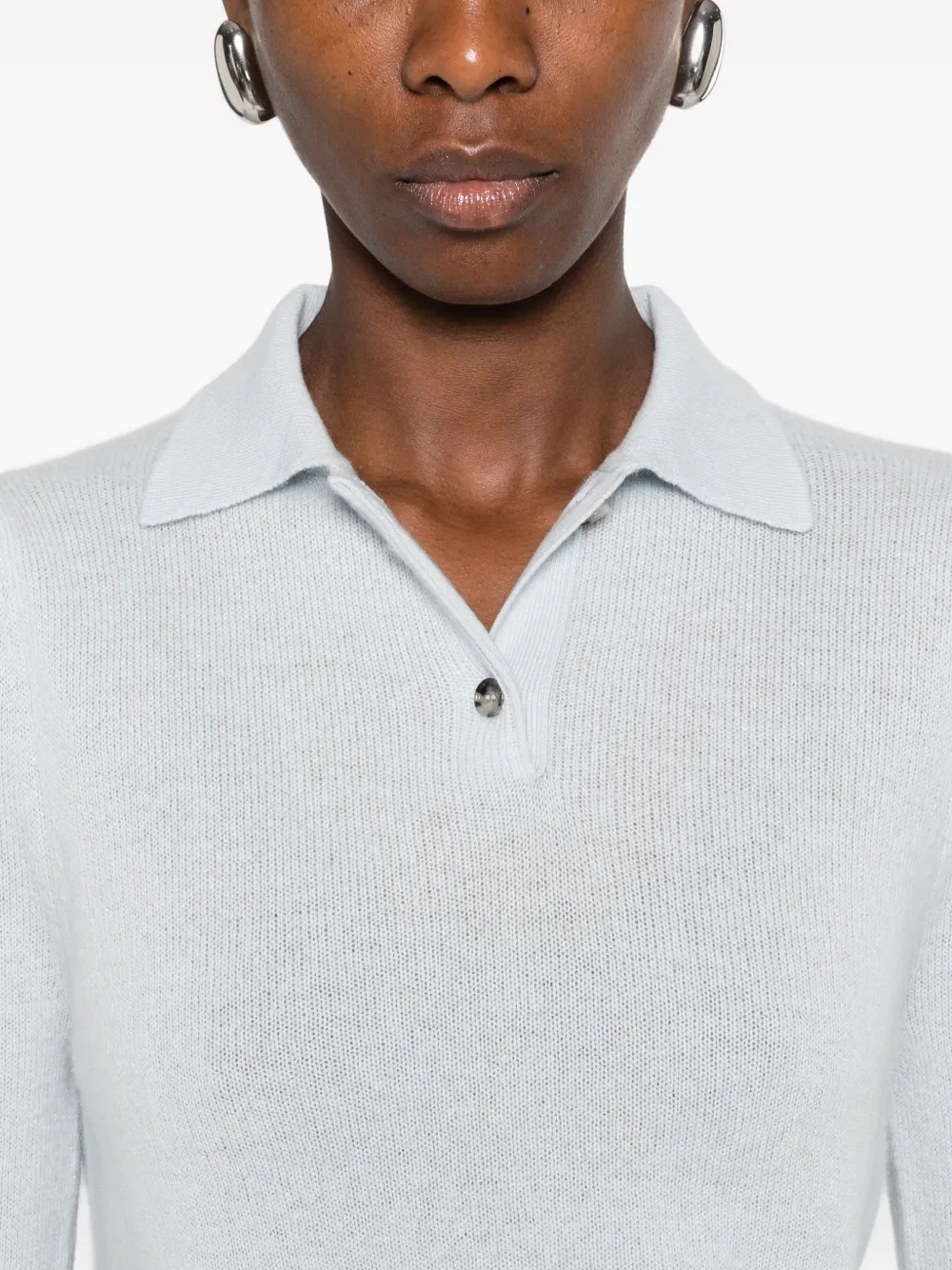 Allude Fijngebreid poloshirt met lange mouwen Blauw