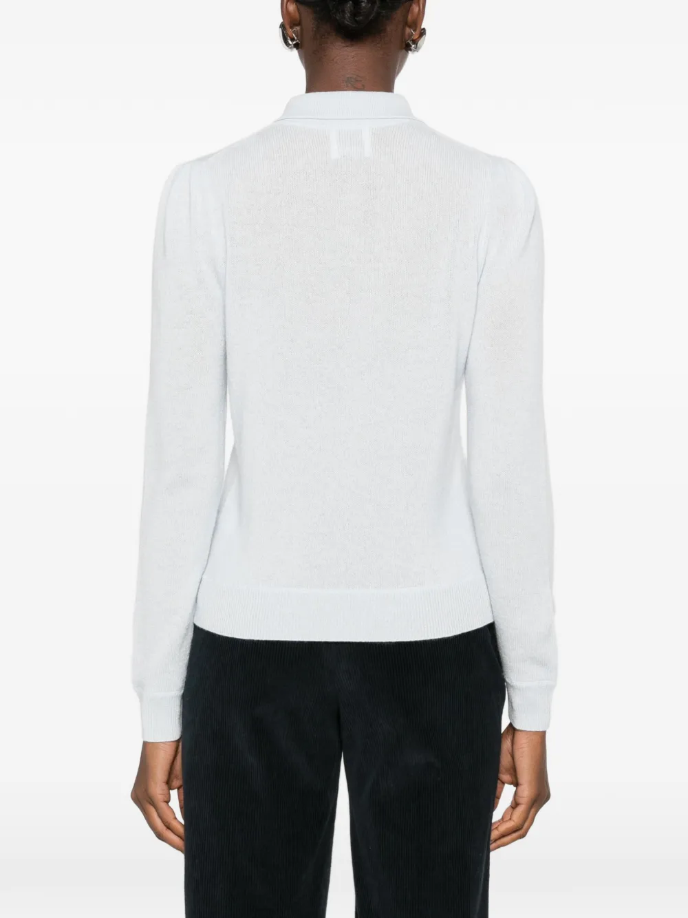 Allude Fijngebreid poloshirt met lange mouwen Blauw