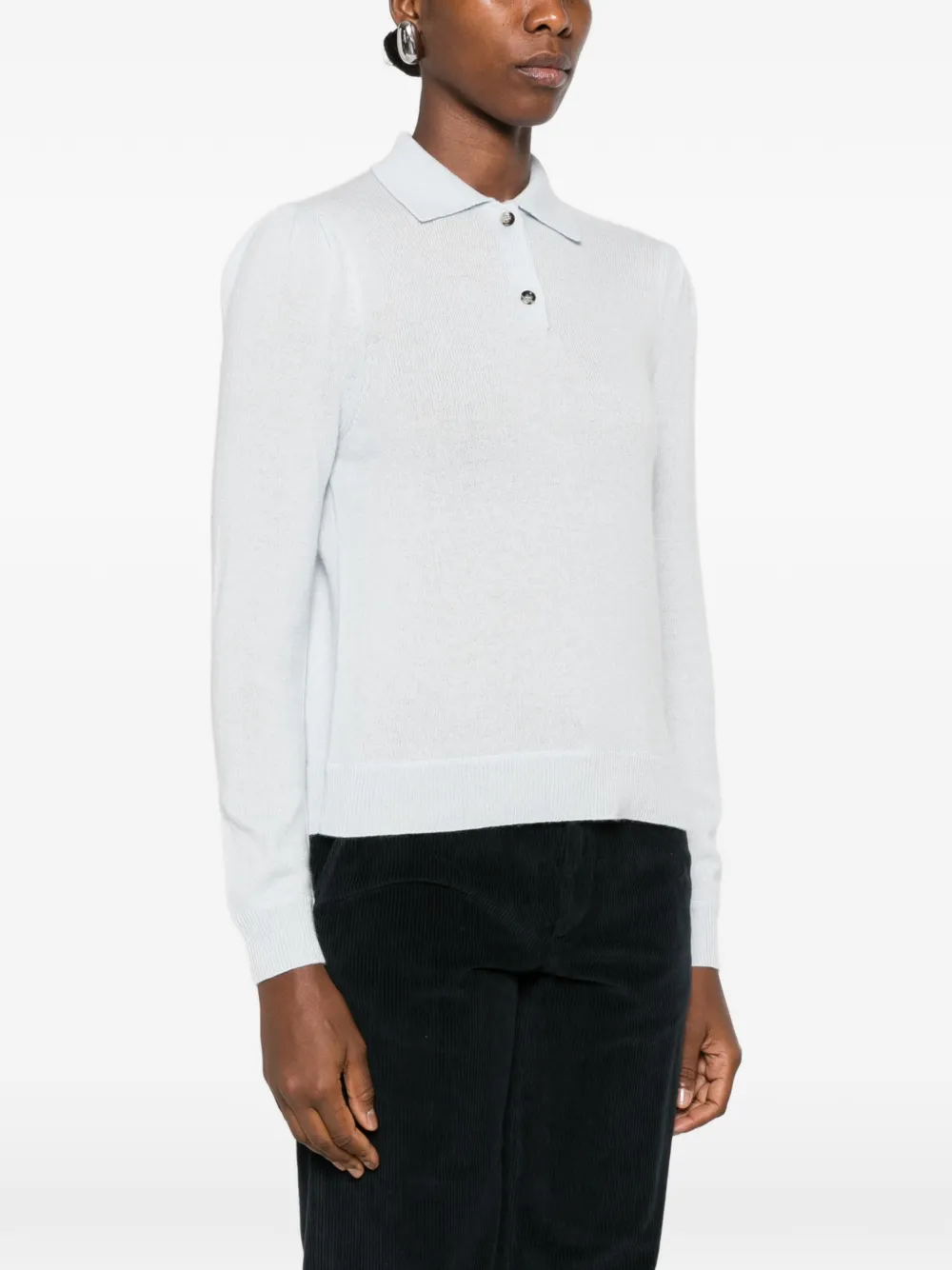 Allude Fijngebreid poloshirt met lange mouwen Blauw