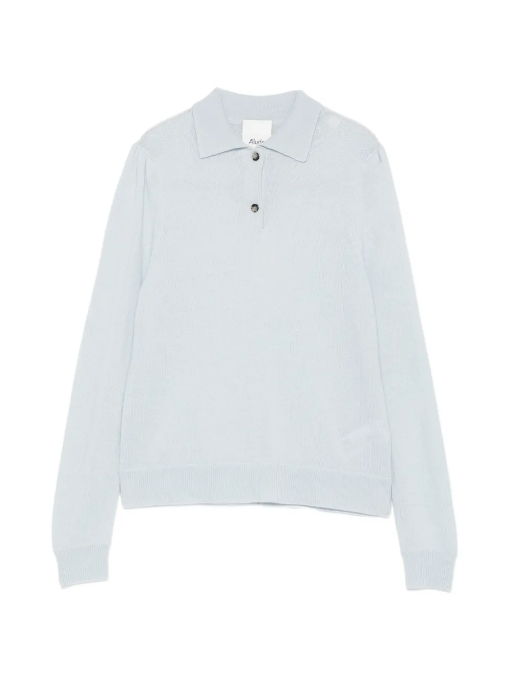 Allude fine-knit long-sleeved polo shirt
