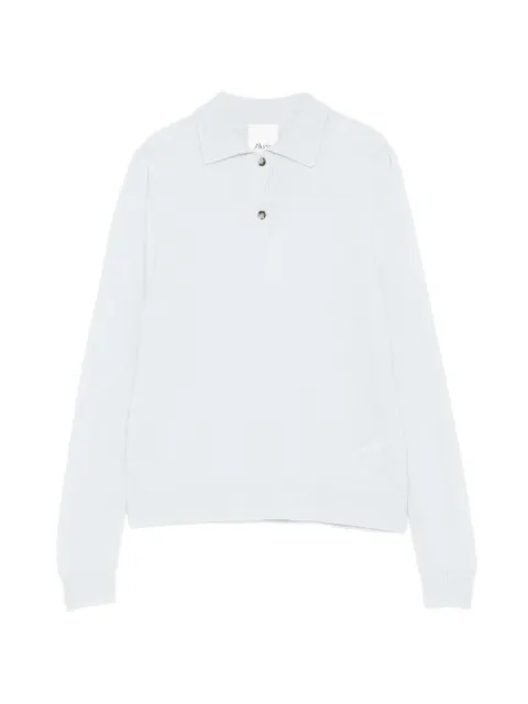 Allude fine-knit long-sleeved polo shirt