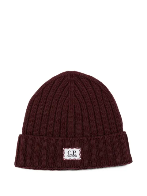 C.P. Company gorro tejido de canalé con parche del logo