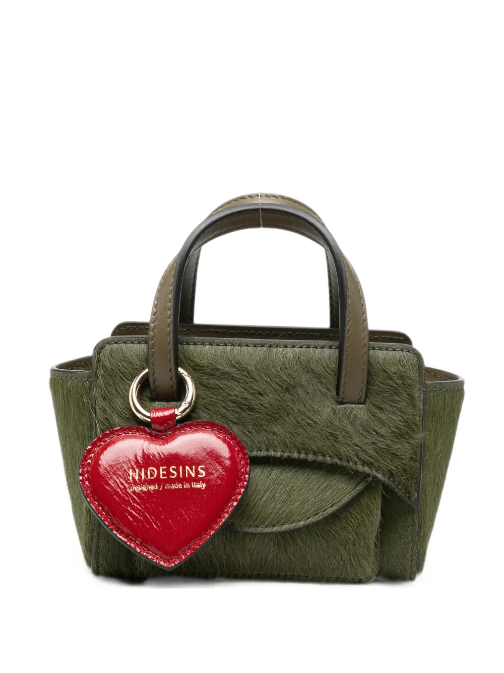 HIDESINS flap XS calf-hair heart-charm mini bag