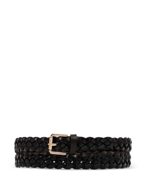 Max Mara Braided Leather Belt in Black