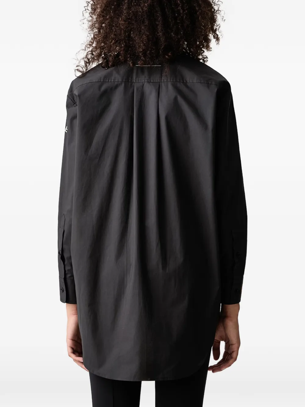 MM6 Maison Margiela logo-print button-down cotton shirt Zwart