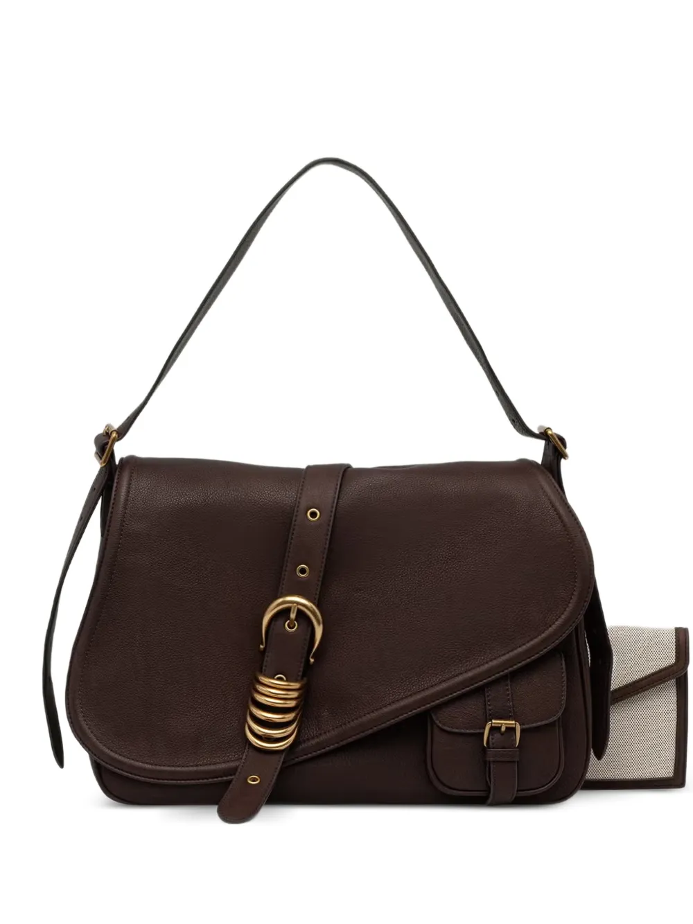 Miss Sixty buckle-detail leather shoulder bag - Brown