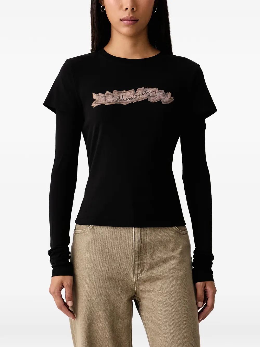 Miss Sixty layered-effect graphic-print T-shirt