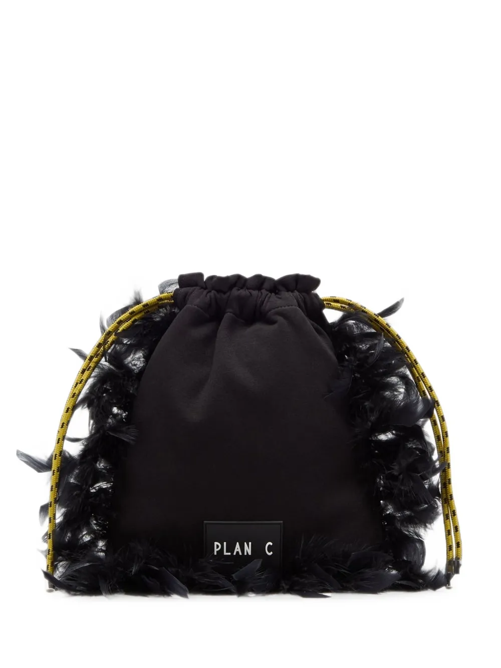 Plan C Logo-plaque Clutch Bag In Schwarz