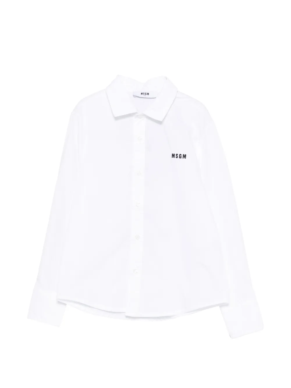 MSGM Kids logo-embroidered slogan-print shirt - Bianco