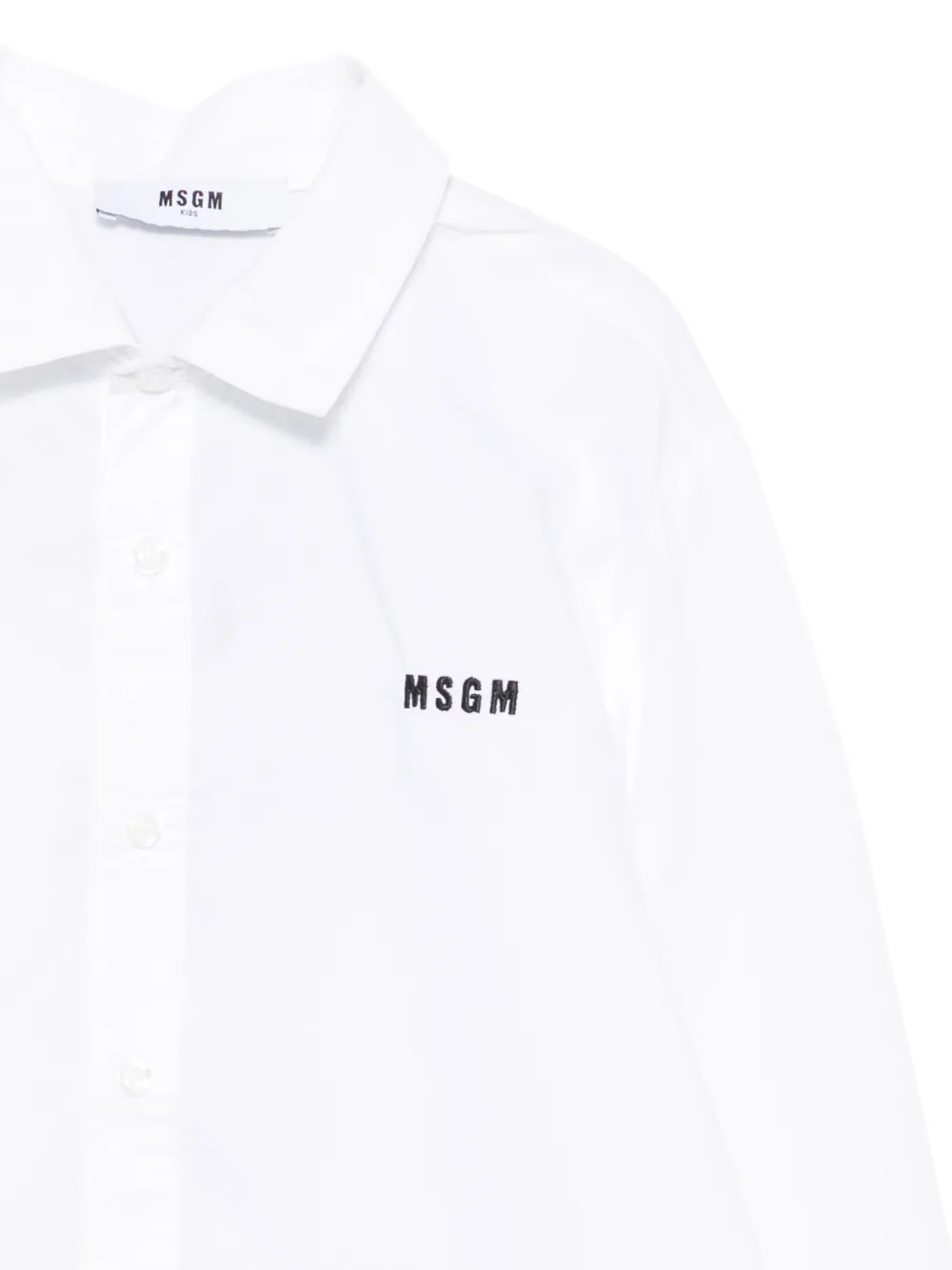MSGM Kids logo-embroidered slogan-print shirt Wit