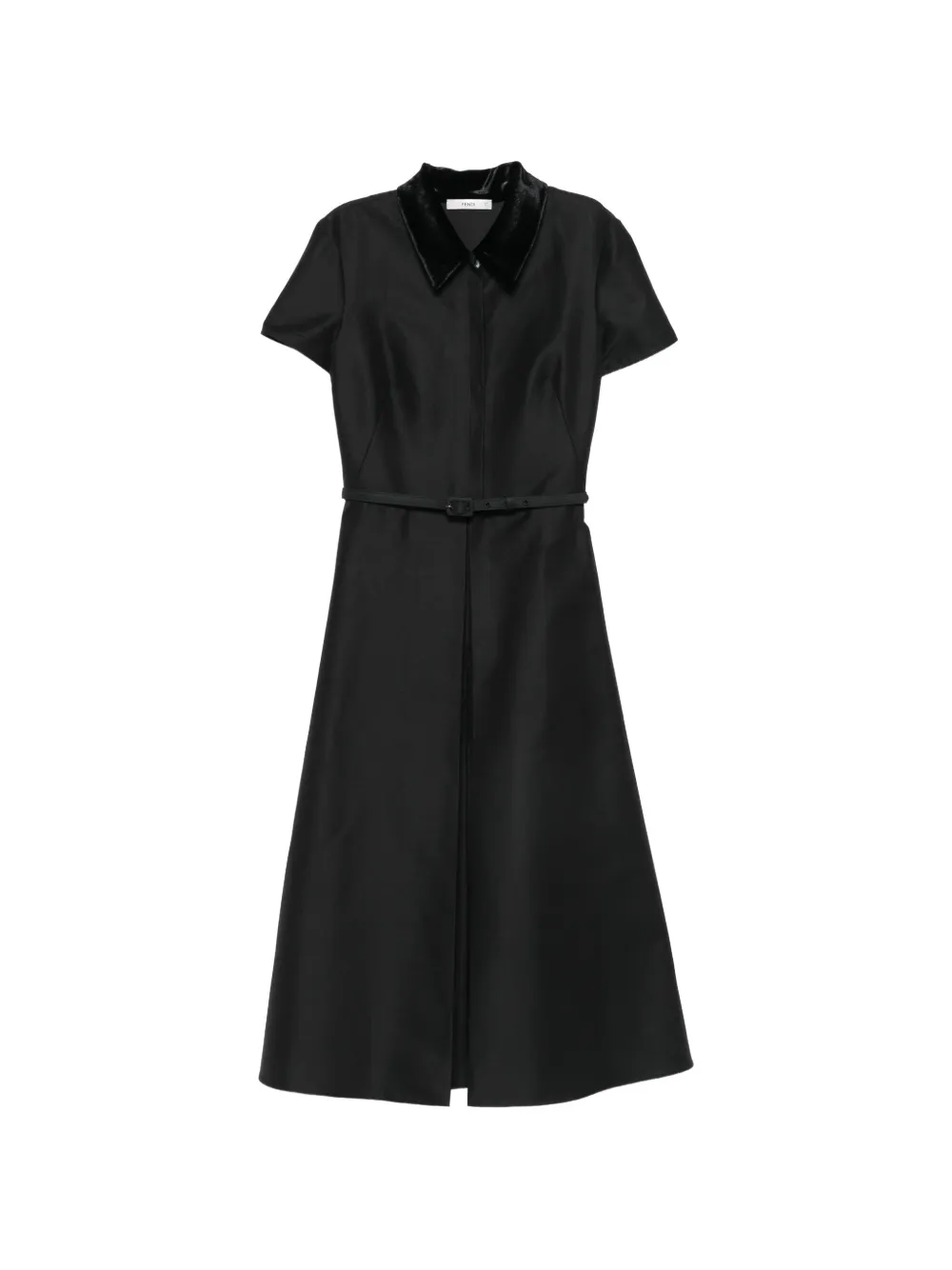 FENDI velvet-collar belted midi dress