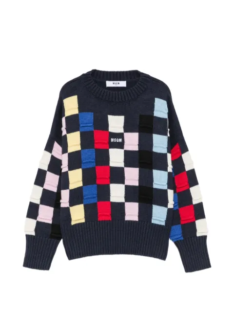 MSGM Kids intarsia-knit logo-embroidered sweater