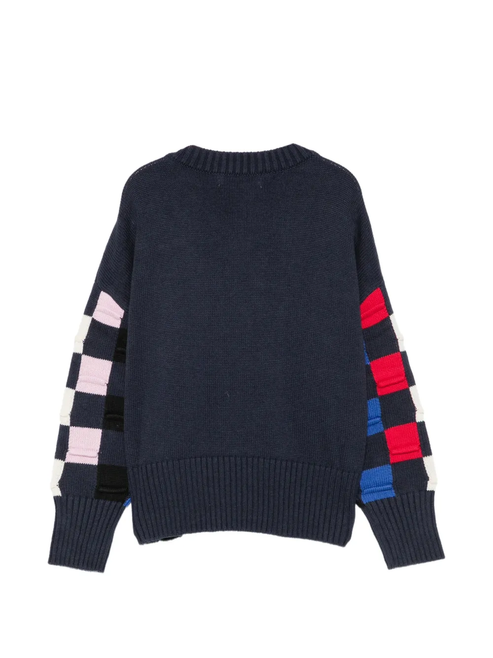 MSGM Kids Gebreide trui met intarsia en geborduurd logo Blauw