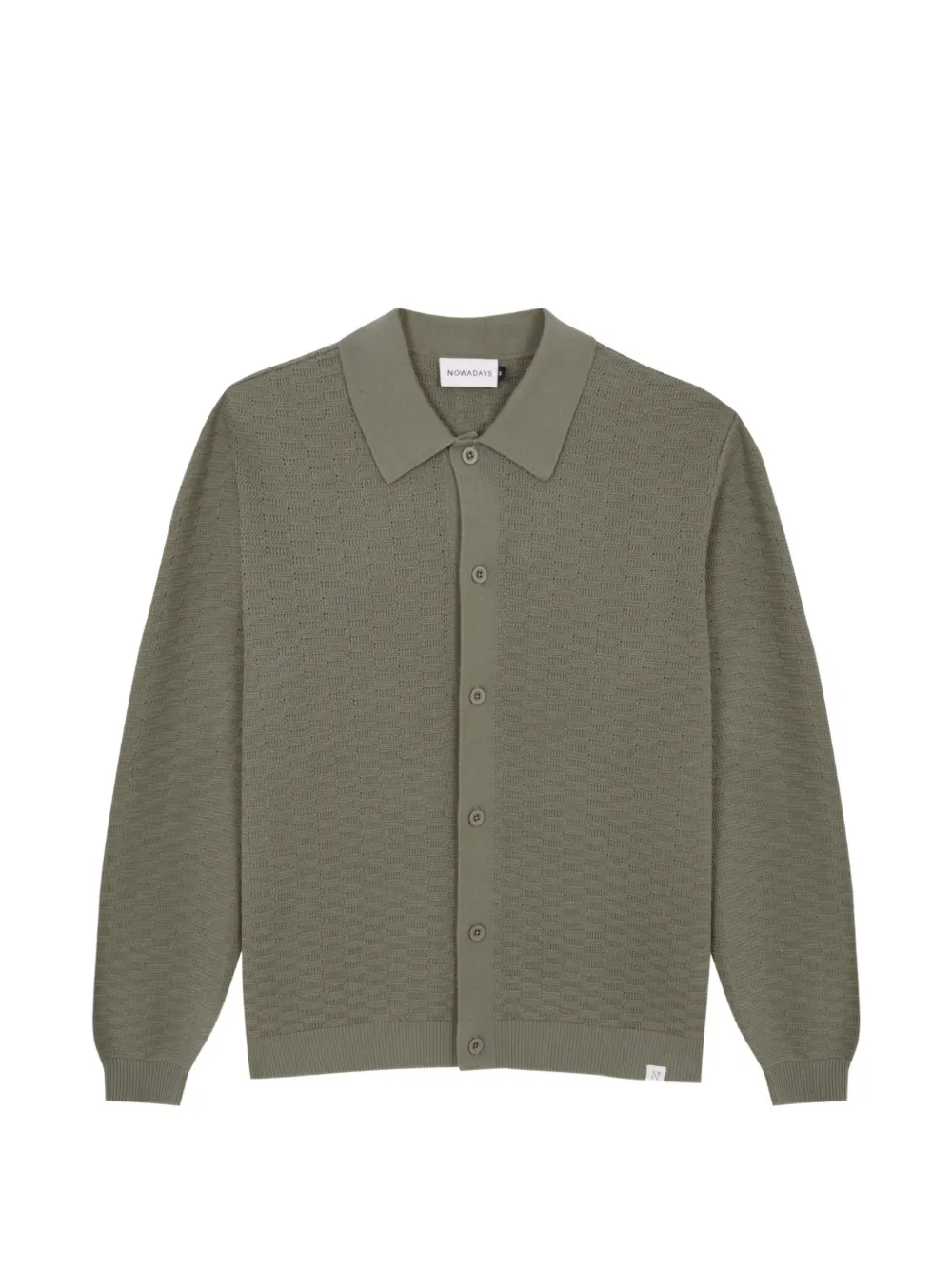 NOWADAYS basket-weave polo-collar cardigan - Verde