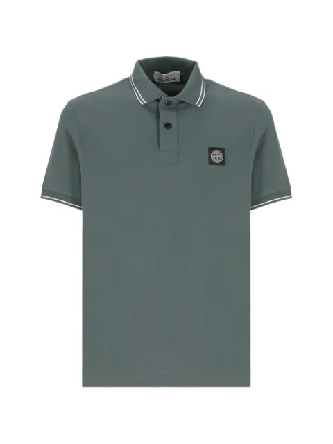 Stone Island logo-patch tipped polo shirt