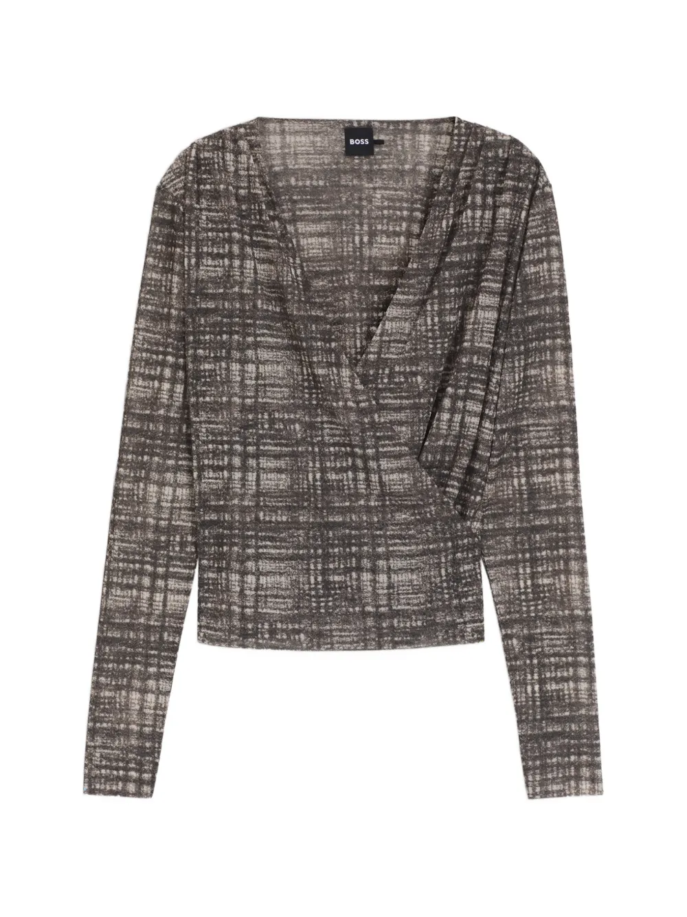 BOSS Wikkeltop met abstracte print Grijs