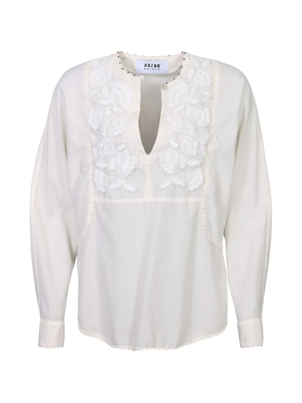 Bazar Deluxe embroidered tassel-trim blouse