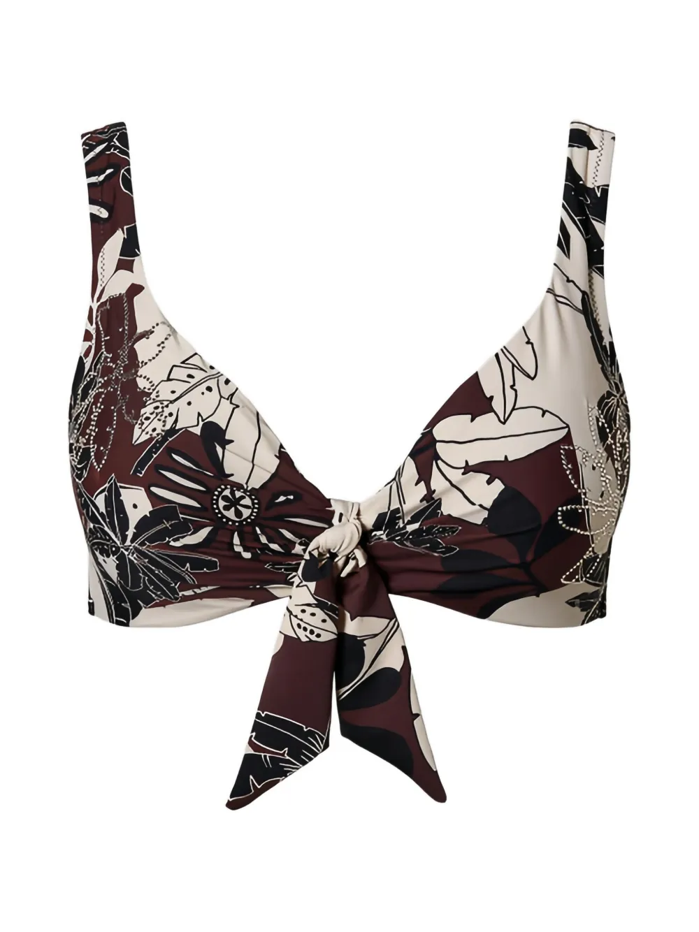 TWINSET rhinestone-embellished floral-print bikini top