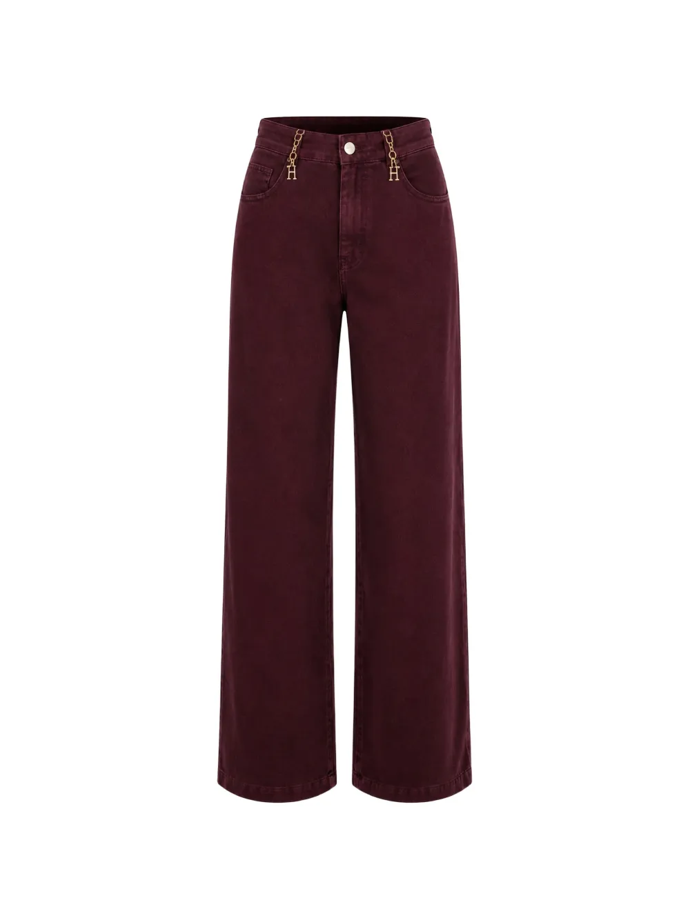 Kocca Kesidio Chain-detail Wide-leg Jeans In Burgundy