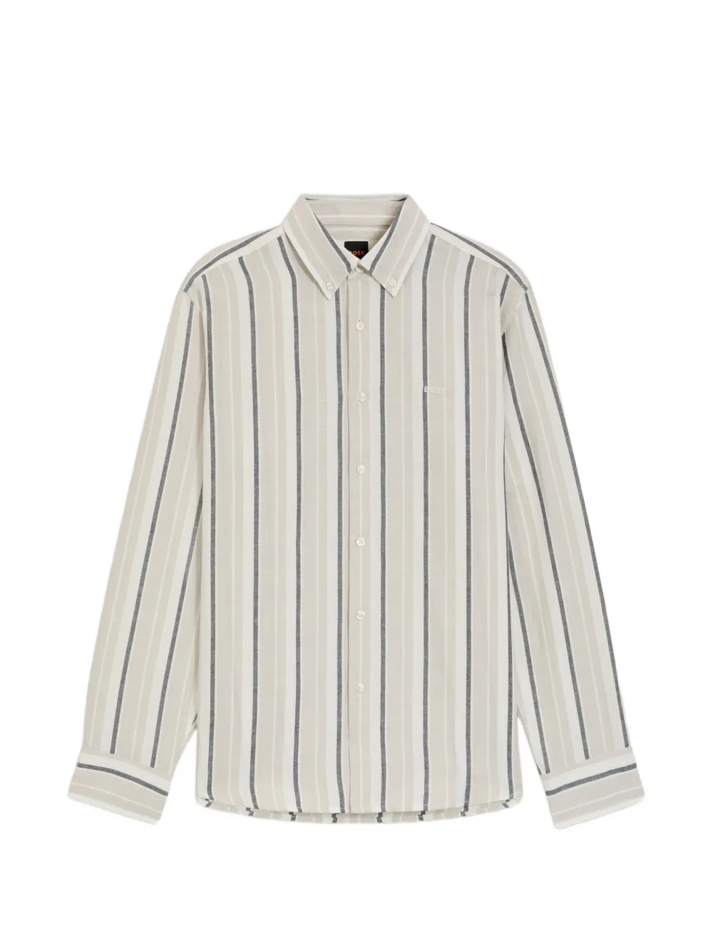 BOSS regular-fit shirt in striped linen and cotton