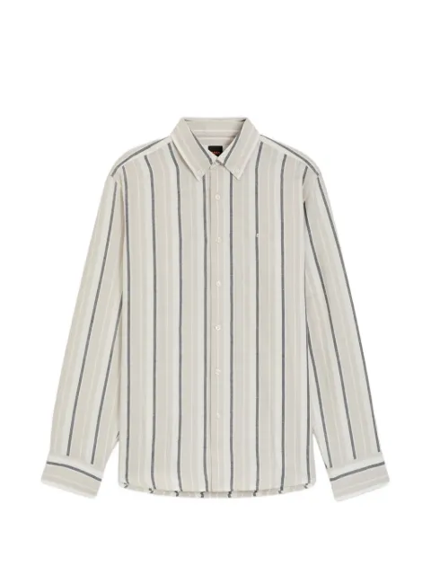 BOSS regular-fit shirt in striped linen and cotton