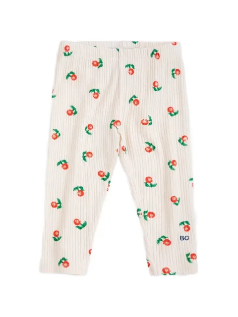 Bobo Choses Stamp Bloom cherry-print ribbed leggings