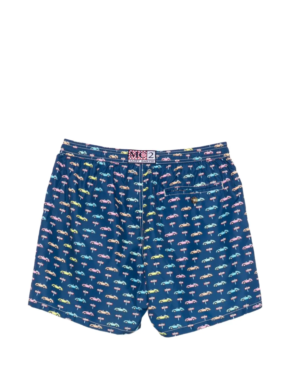 MC2 Saint Barth Zwembroek met trekkoordtaille en auto-print Blauw