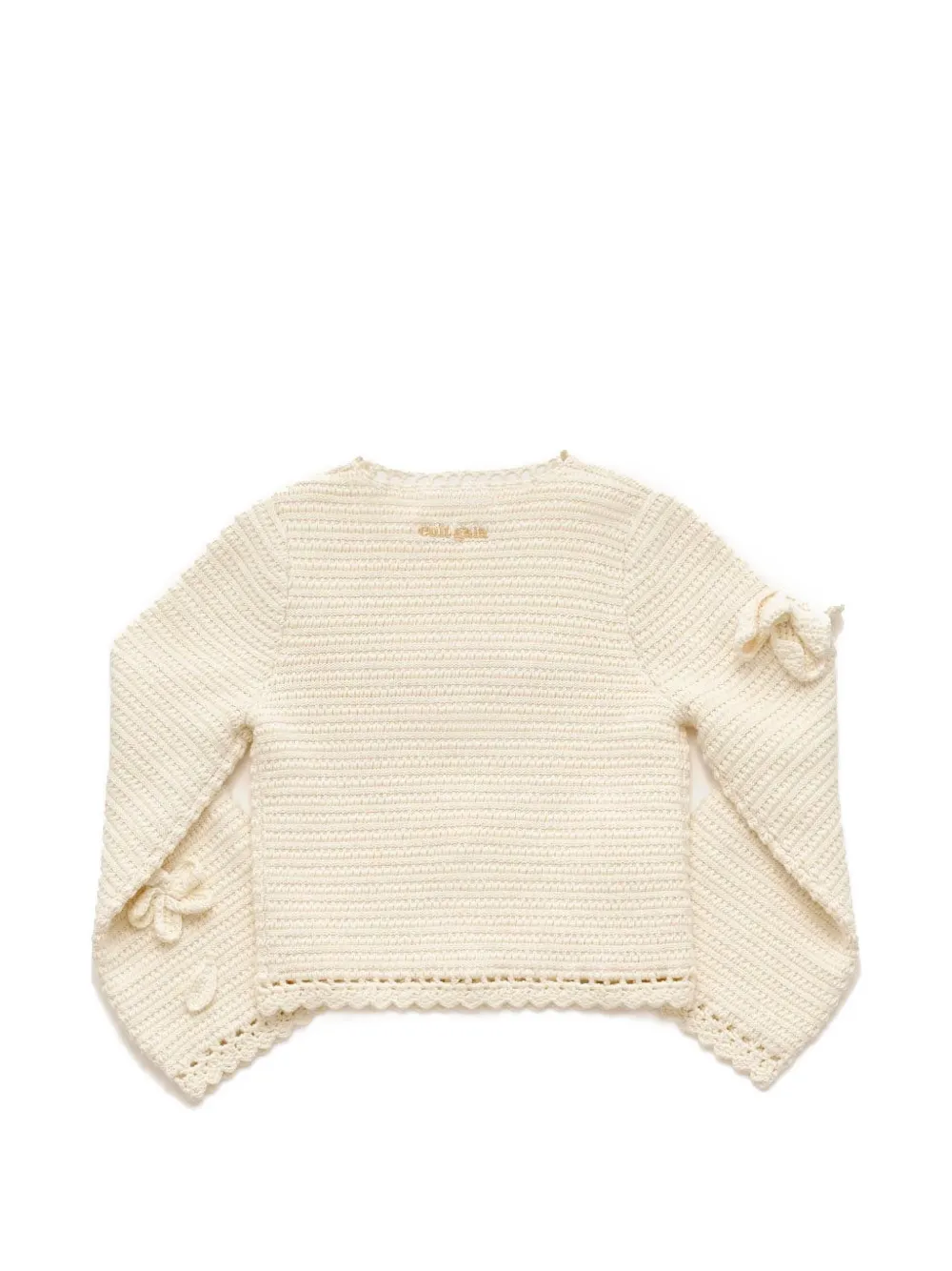 Cult Gaia Dahlie gehaakt vest met bloemapplicatie Beige