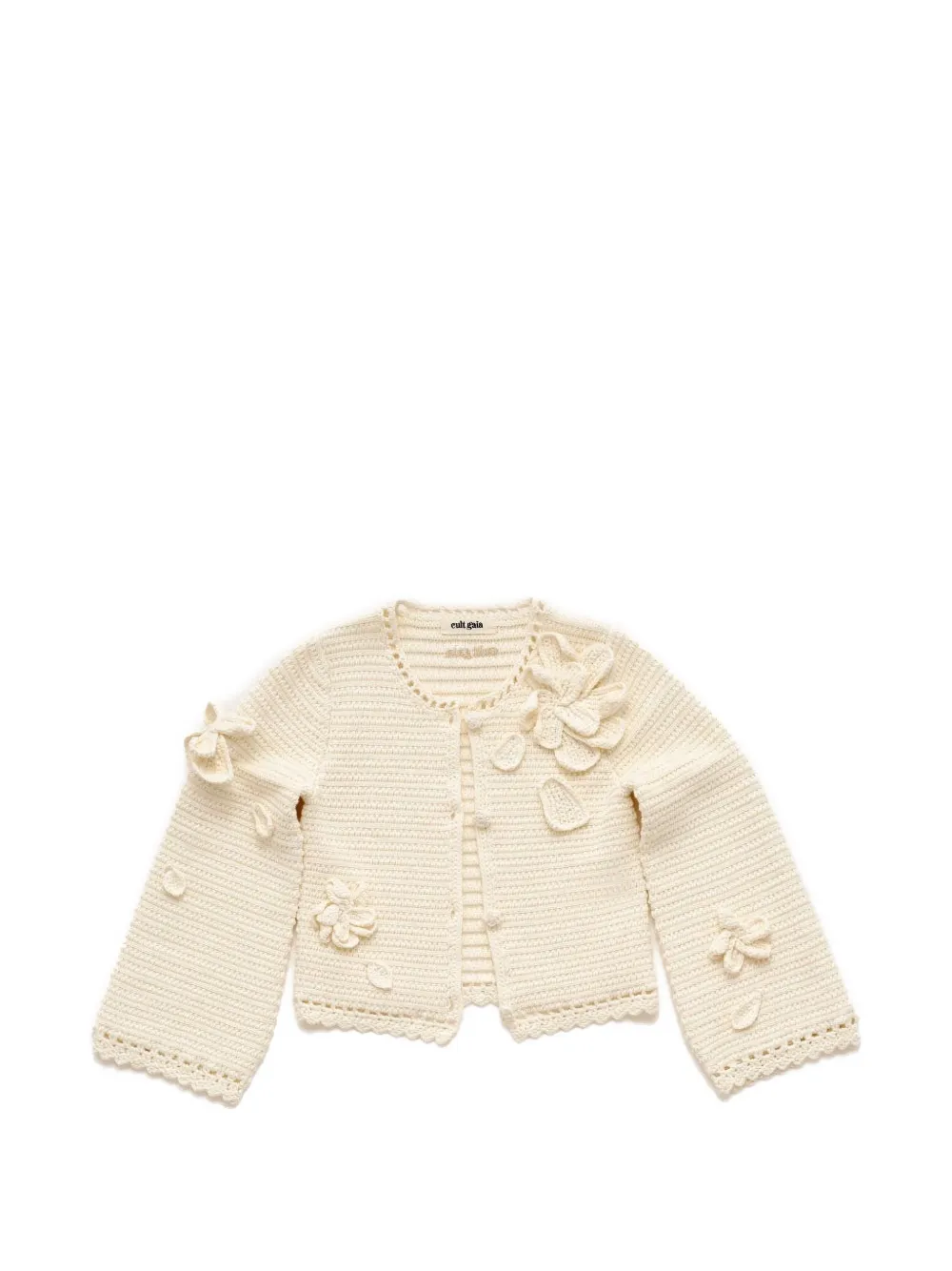 Cult Gaia Gehäkelter Dahlie Cardigan mit Blumenapplikation - Nude