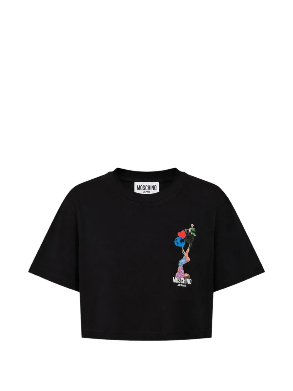 MOSCHINO JEANS graphic-print cropped T-shirt