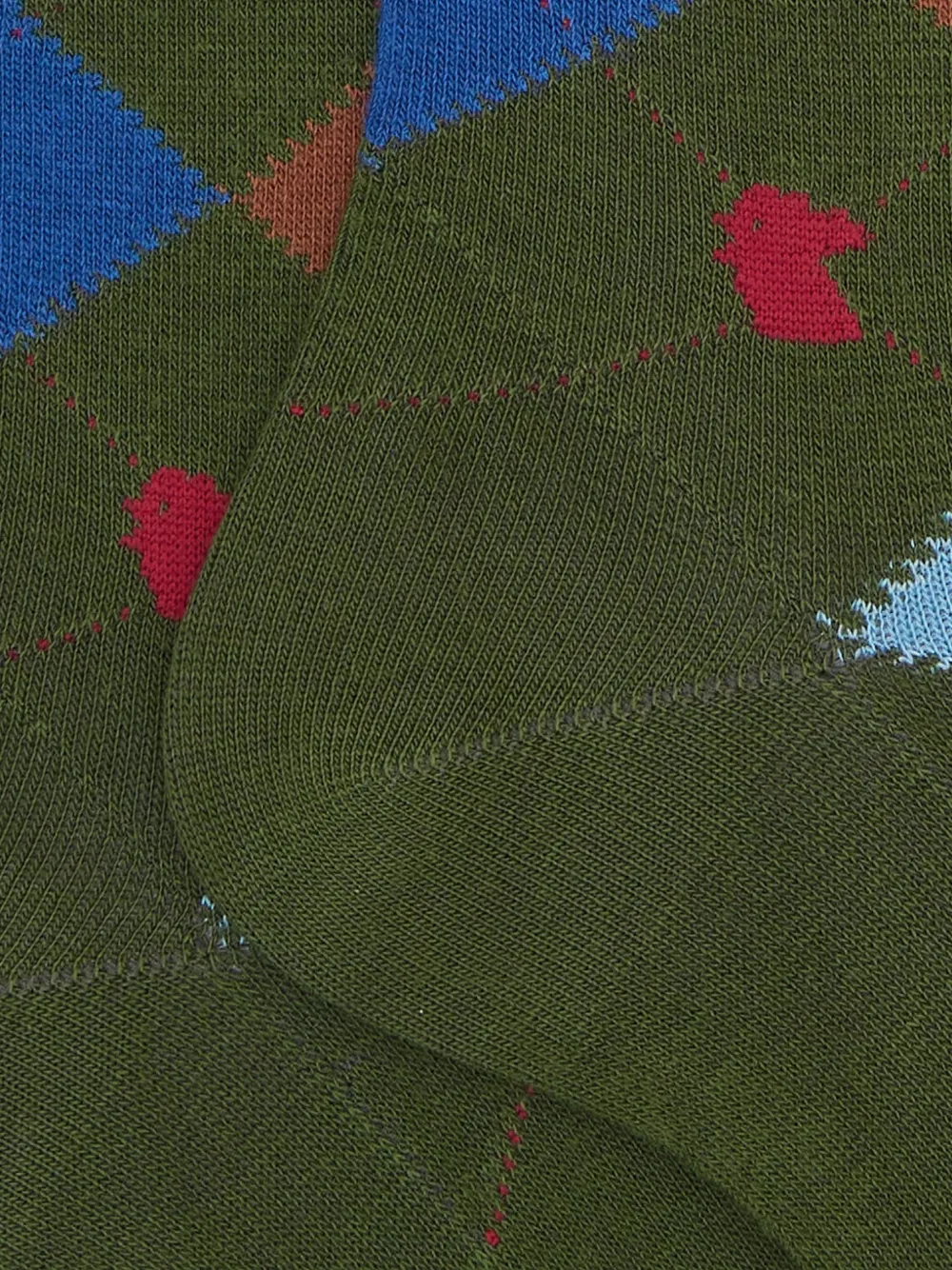 Gallo Argyle-pattern Socks In Green