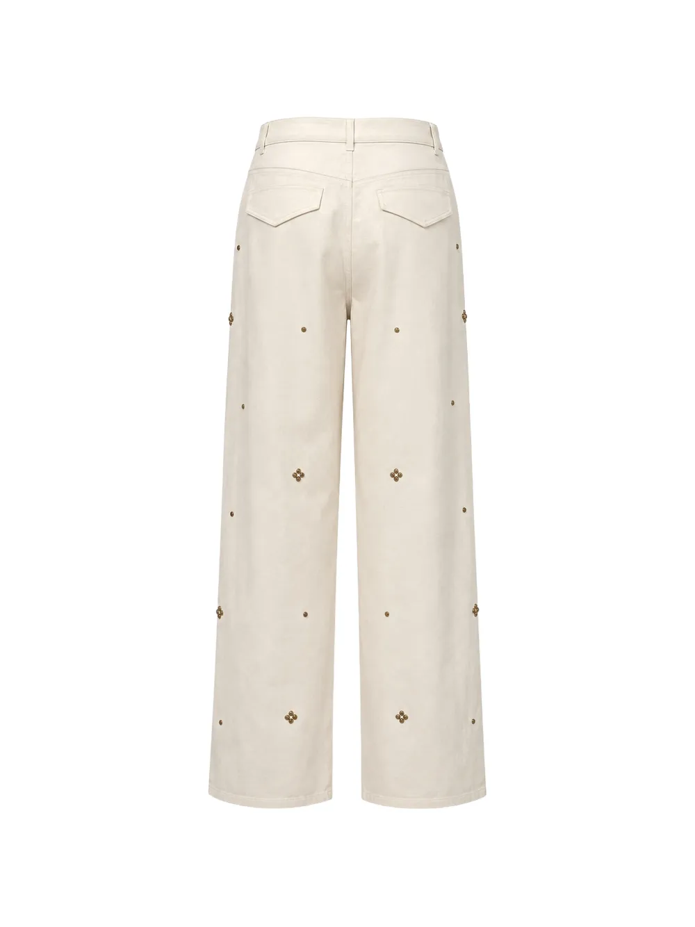 Muller Of Yoshiokubo Jeans met wijde pijpen en metalen boondetails Wit