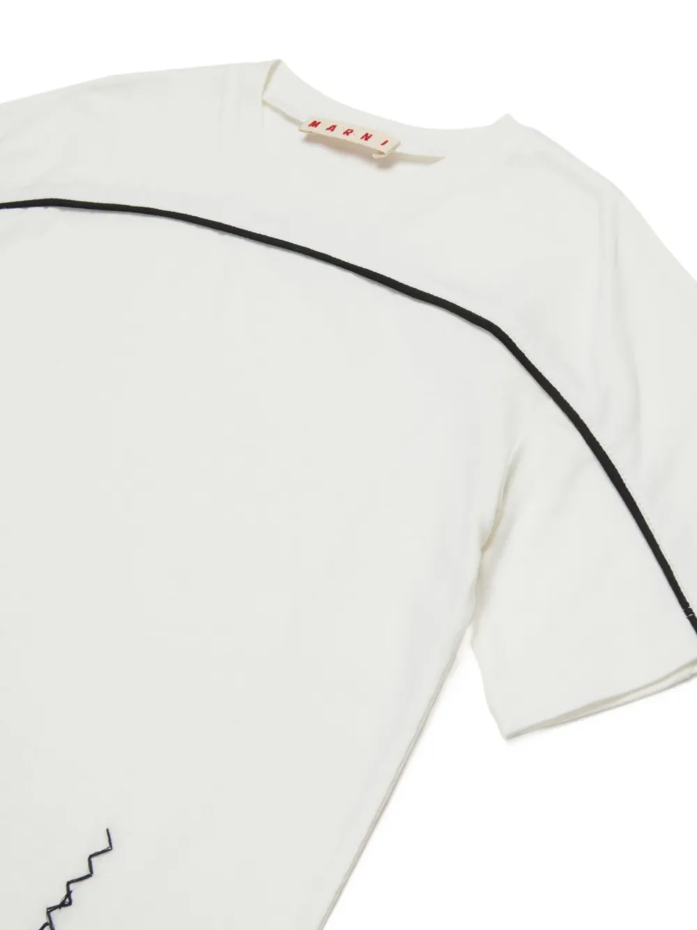 Marni Kids T-shirt met geborduurd logo en contrasterende biezen Wit