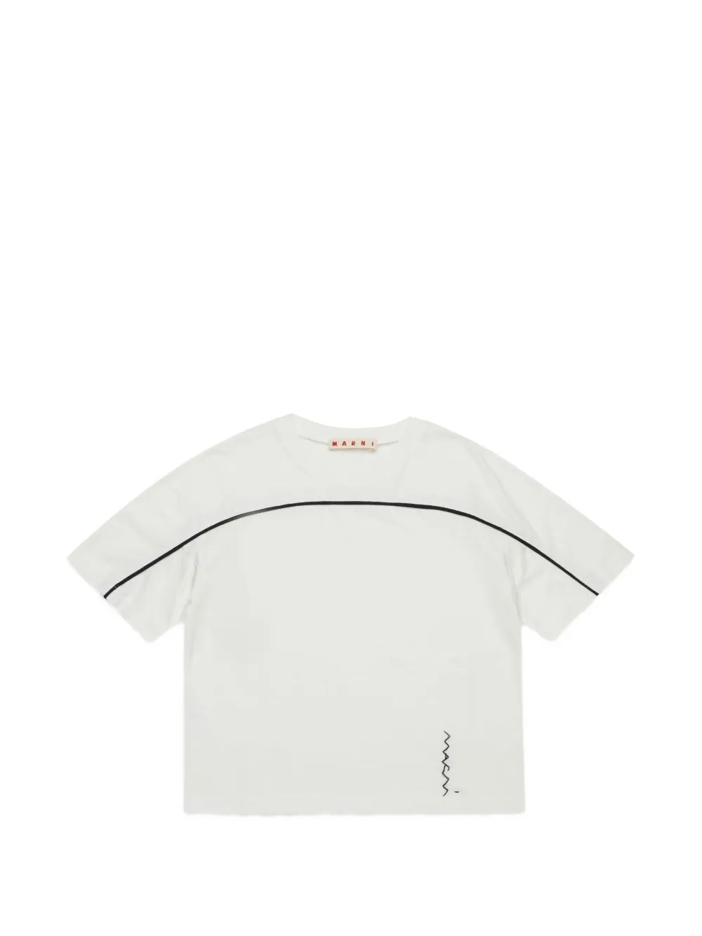 Marni Kids contrast-piping embroidered-logo T-shirt - Bianco