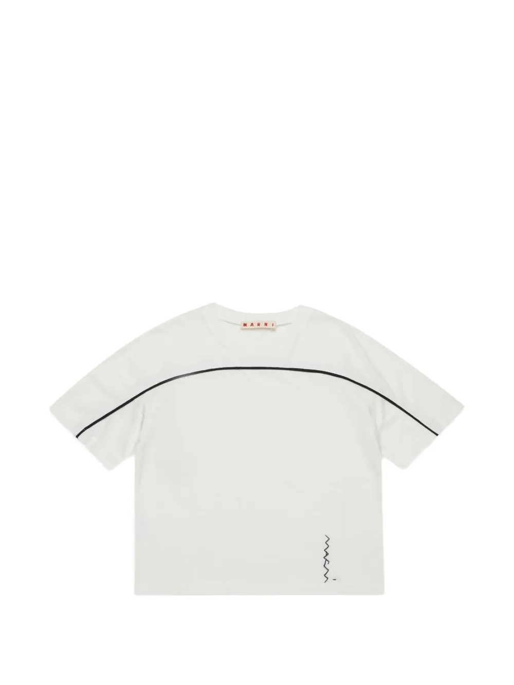 Marni Kids T-shirt met geborduurd logo en contrasterende biezen Wit