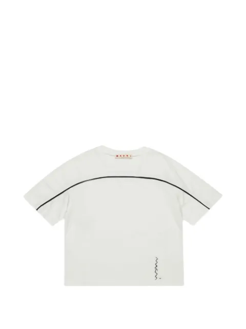 Marni Kids contrast-piping embroidered-logo T-shirt