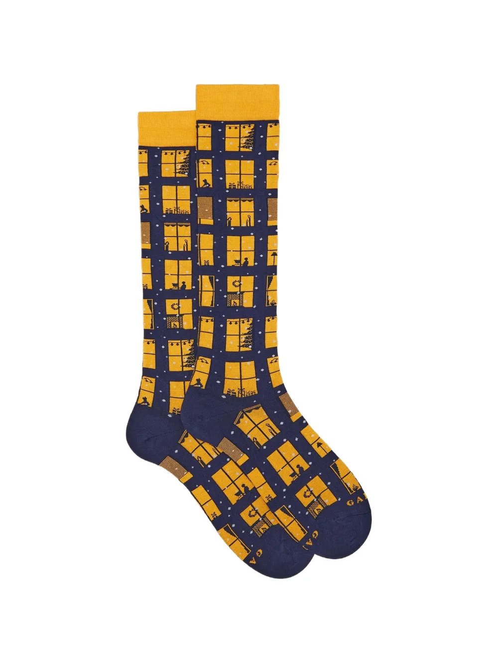Gallo Christmas Window-pattern Socks In Blue