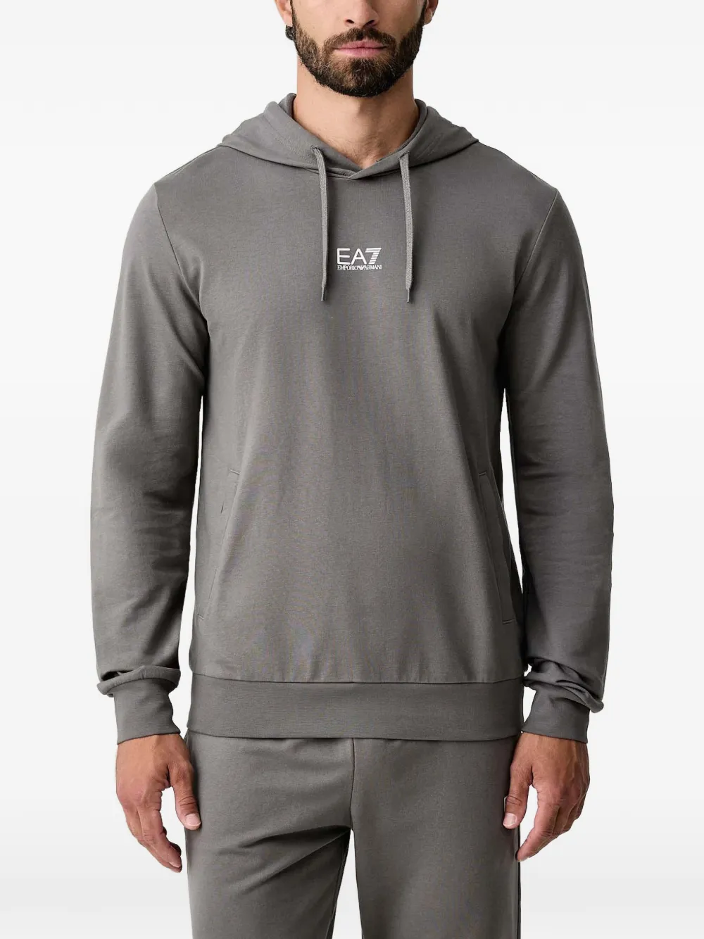 Ea7 Emporio Armani logo-print hoodie Grijs