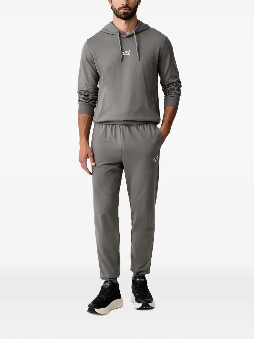 Ea7 Emporio Armani logo-print hoodie Grijs