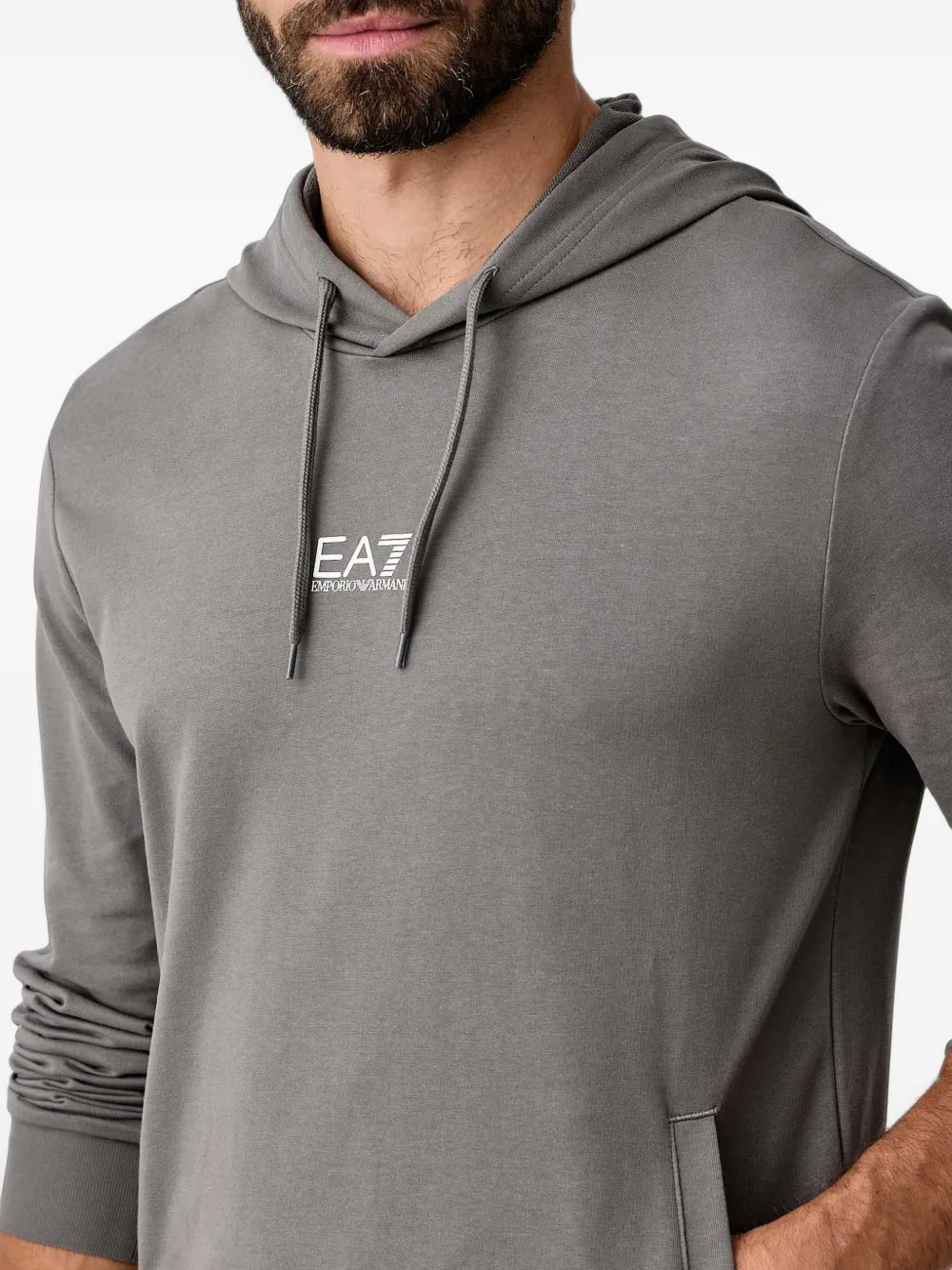Ea7 Emporio Armani logo-print hoodie Grijs