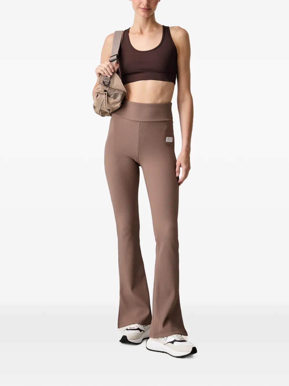 Ea7 Emporio Armani Ribgebreide legging Bruin