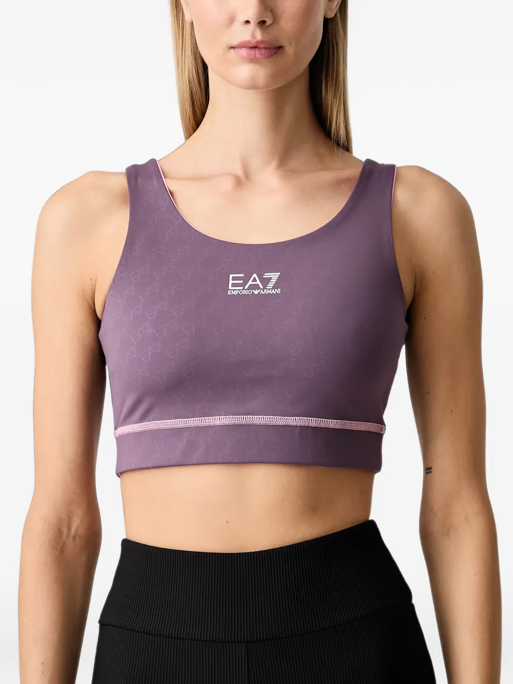 Ea7 Emporio Armani logo-print reversible sports bra