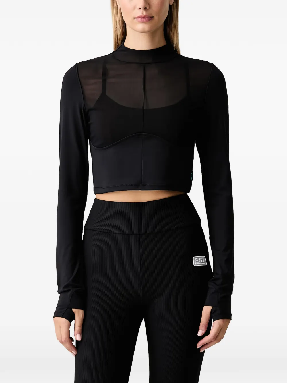 Ea7 Emporio Armani Train 7.0 mesh-panelled cropped top and bra set