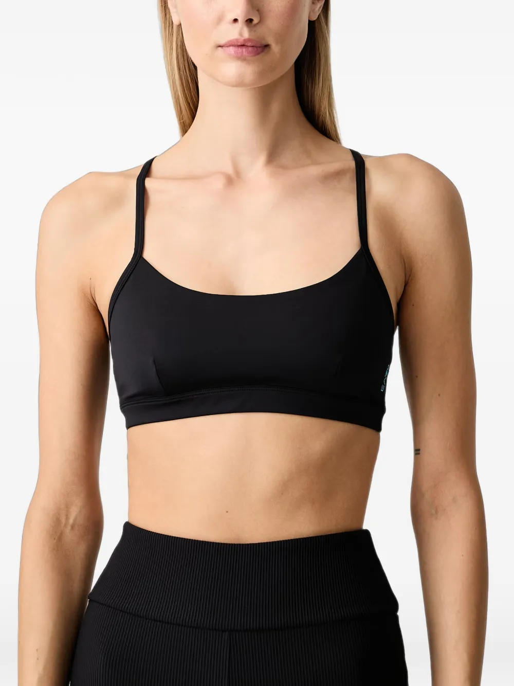 Ea7 Emporio Armani Train 7.0 set met cropped top en bh met mesh vlakken Zwart