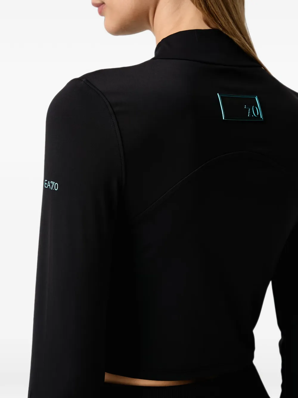 Ea7 Emporio Armani Train 7.0 set met cropped top en bh met mesh vlakken Zwart