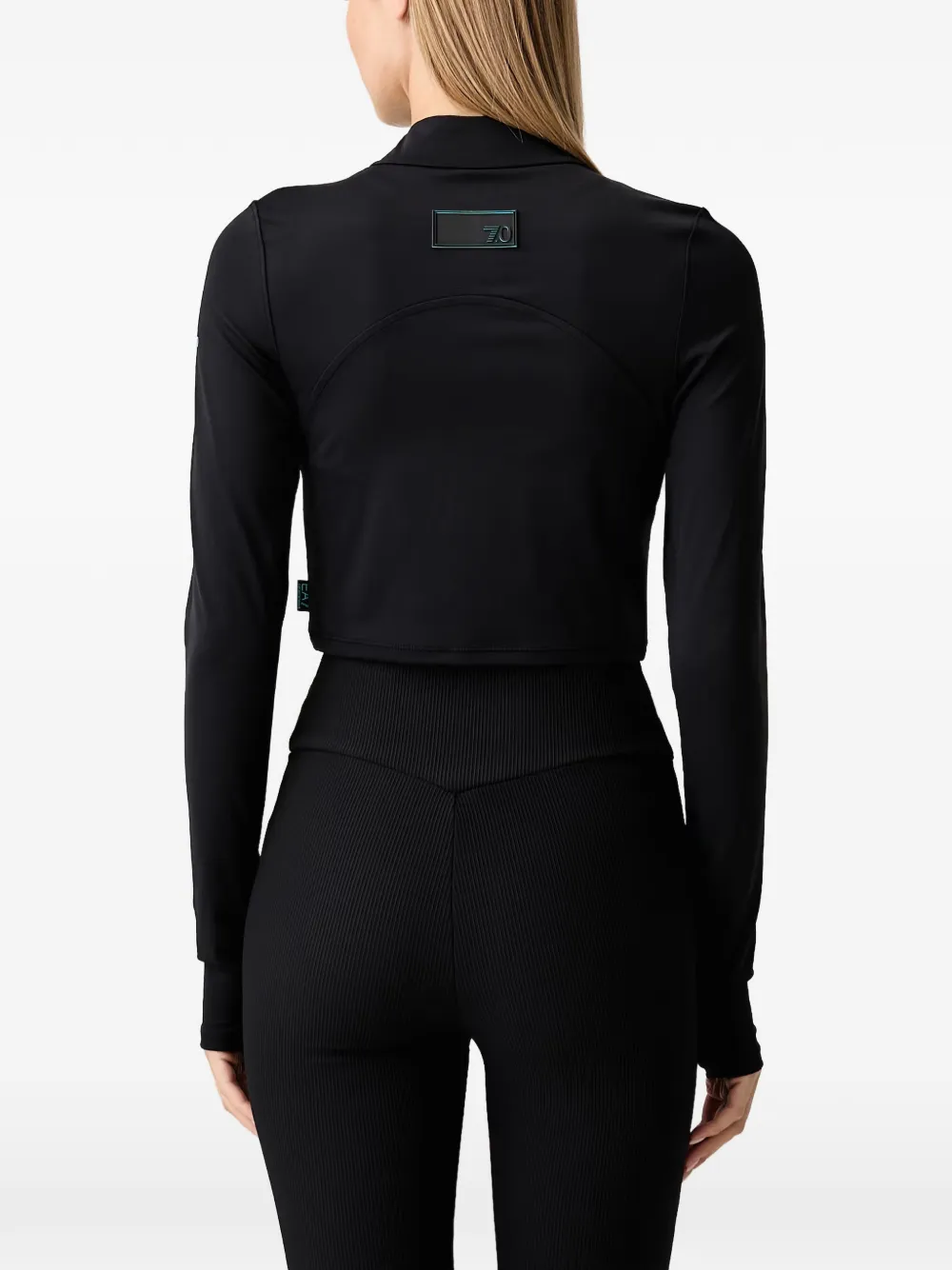 Ea7 Emporio Armani Train 7.0 set met cropped top en bh met mesh vlakken Zwart